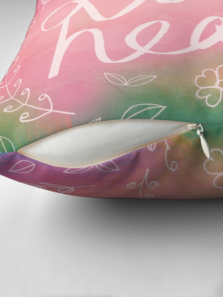 Thumbnail 2 of 4, Pillow, True Love Quote, True Love Heals, Pink Colorful Watercolor Typography Floral Botanical Inspirational Quote Art designed and sold by dreamerskeepers.