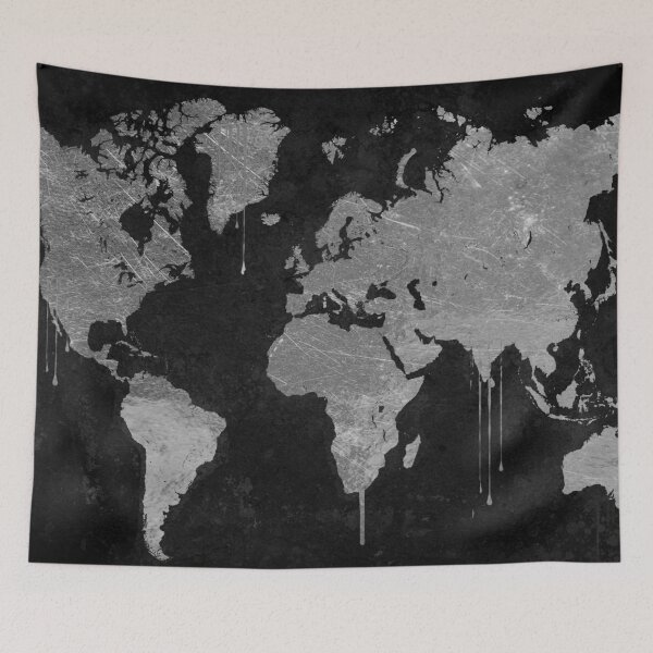 Item preview, Silver and Black World Map designed and sold by Sasha Art Gallery.