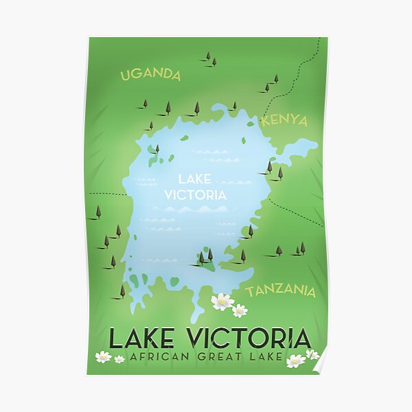 Lake Victoria Map Poster For Sale By Vectorwebstore Redbubble   Poster,504x498,f8f8f8 Pad,600x600,f8f8f8.u5 