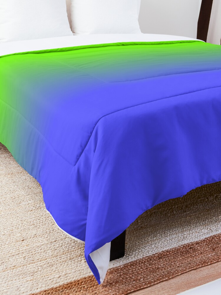 Alternate view of Neon Blue and Neon Green Ombré Shade Color Fade Comforter