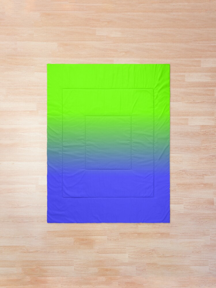 Alternate view of Neon Blue and Neon Green Ombré Shade Color Fade Comforter