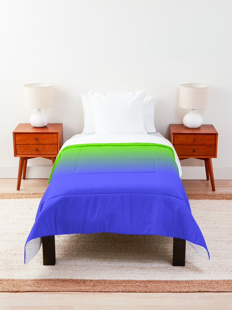 Alternate view of Neon Blue and Neon Green Ombré Shade Color Fade Comforter