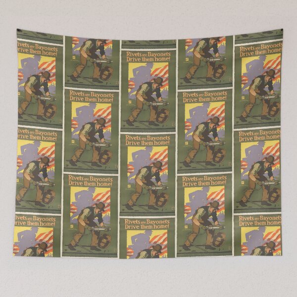 Item preview, Rivets are Bayonets drive them home! Vintage war poster designed and sold by Vintage Designs +.