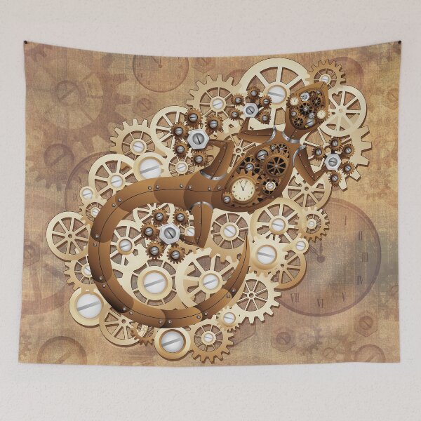 Item preview, Steampunk Gecko Lizard Vintage Retro Style Machine designed and sold by BluedarkArt.