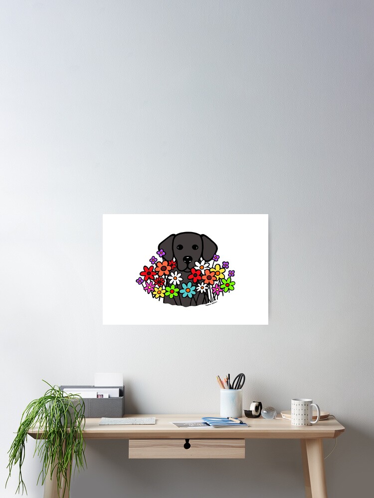 Póster «Hermosas flores negras de Labrador» de HappyLabradors | Redbubble