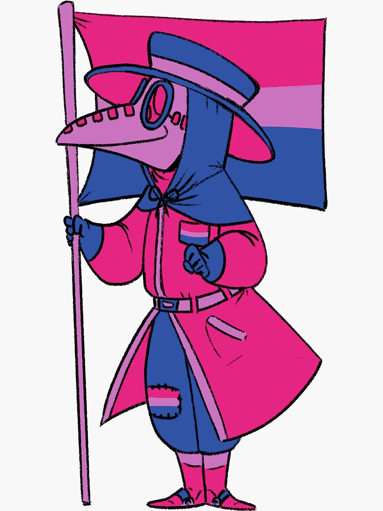 Thumbnail 3 von 3, Sticker, Bi Pride Plague Doctor designt und verkauft von soodie.
