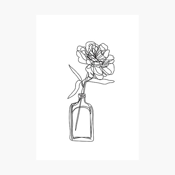 Item preview, Black and white flower in vase - minimalistic designed and sold by brabikate.