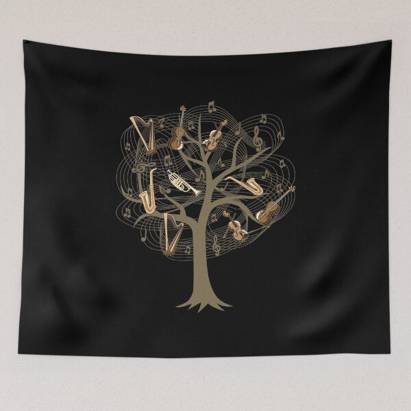 Item preview, Music Tree Birds  / Notes Violin Harp Saxophone Gift Idea designed and sold by SimonGs.