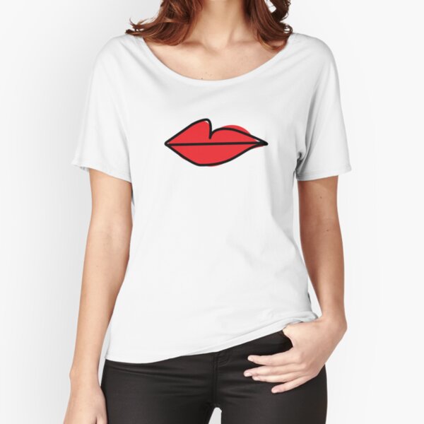 black t shirt with red lips