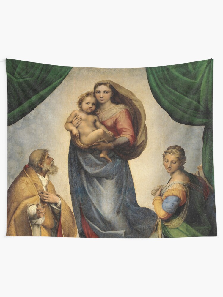 Alternate view of The Sistine Madonna Oil Painting by Raphael Tapestry