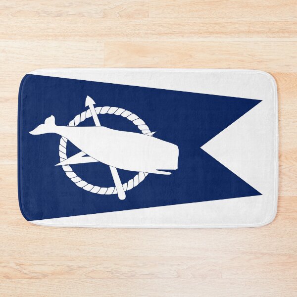 Item preview, Classic Blue and White Nantucket Island White Sperm Whale Burgee Flag Pennant designed and sold by podartist.
