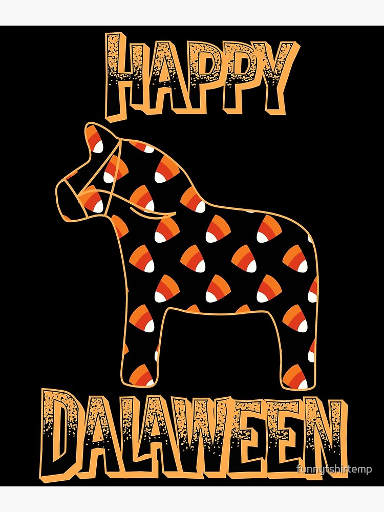 Happy Dalaween Funny Swedish Dala Horse Halloween Pun Meme | Postcard