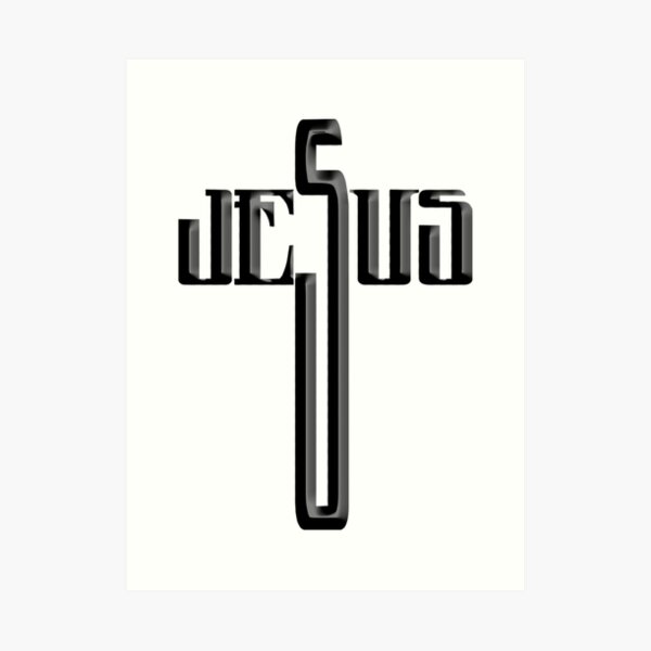 JESUS. LOGO IN CROSS, on WHITE. Art Print