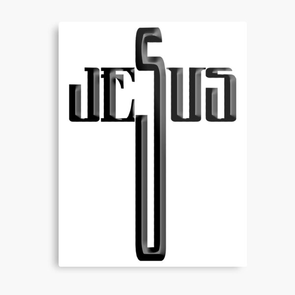 JESUS. LOGO IN CROSS, on WHITE. Metal Print