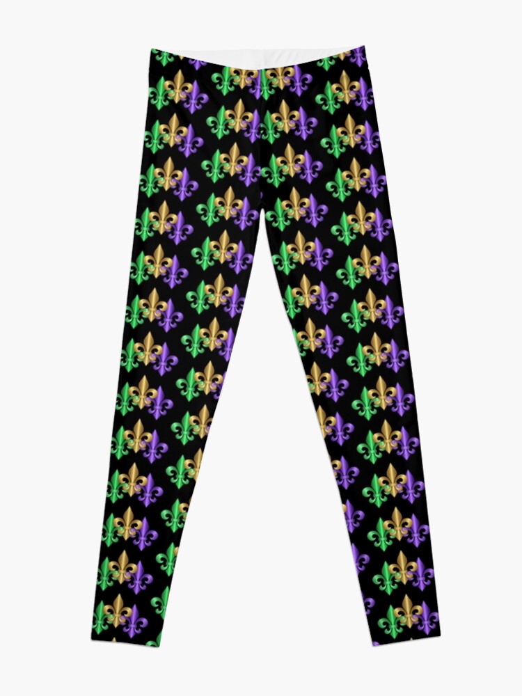 Green Gold and Purple Fleur-de-Lis Symbols Leggings for Sale by DebiDalio