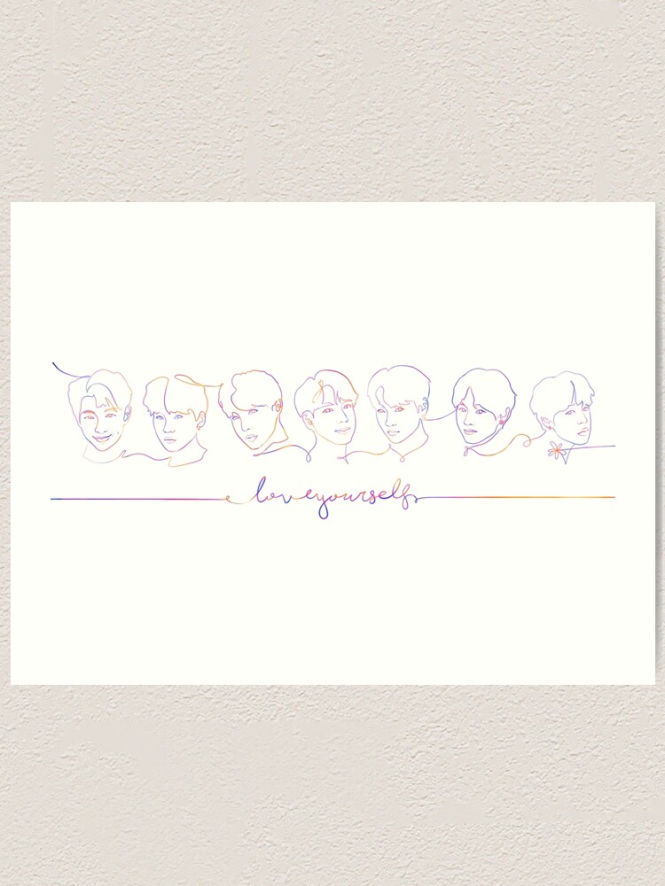 BTS Love Yourself OT7 Single Line Art | Art Print