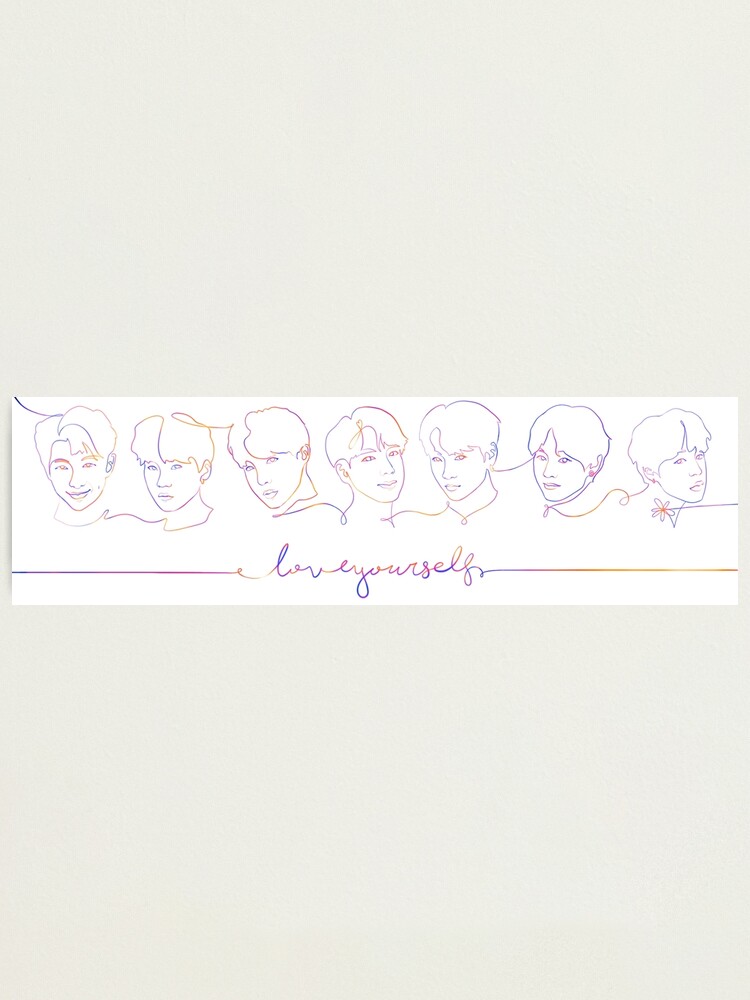 BTS Love Yourself OT7 Single Line Art | Photographic Print