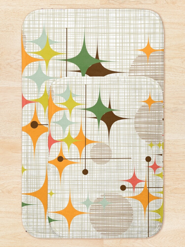 Alternate view of Eames Era Starbursts and Globes 3 (bkgrnd) Bath Mat