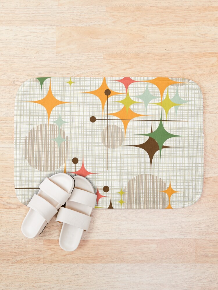 Alternate view of Eames Era Starbursts and Globes 3 (bkgrnd) Bath Mat