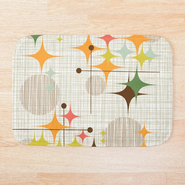Eames Era Starbursts and Globes 3 (bkgrnd) Bath Mat