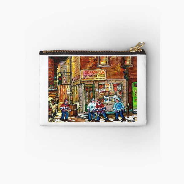 Item preview, CANADIAN PAINTING DEPANNEUR IN WINTER WITH HOCKEY designed and sold by Carole  Spandau.