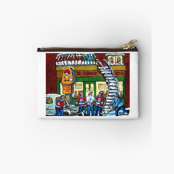 Item preview, POULET ST.HUBERT BBQ RESTAURANT MONTREAL WITH STREET HOCKEY CANADIAN ART designed and sold by Carole  Spandau.