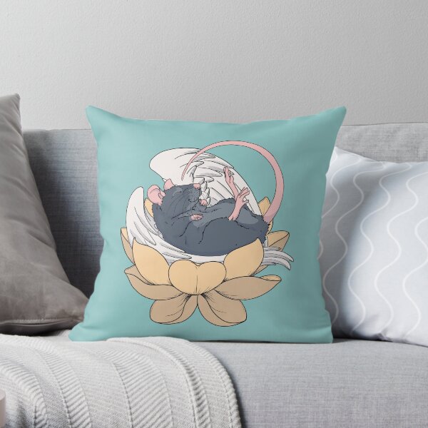 Lotus Rat Throw Pillow