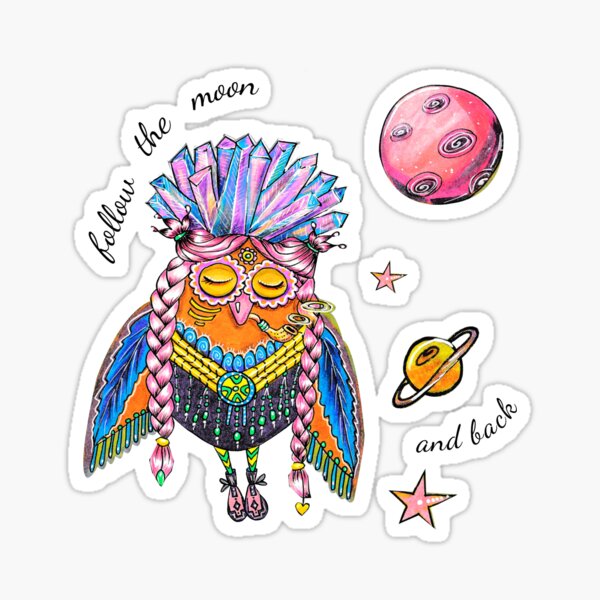 Item preview, Owl in space follow the moon design designed and sold by maghaart.