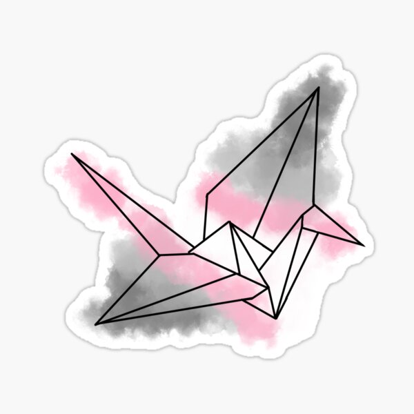 demigirl Pride Watercolour Origami Sticker