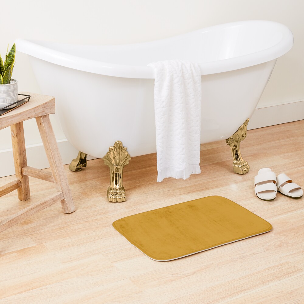 Best Seller Golden Mustard Yellow Solid Color Pairs with Sherwin Williams Auric Gold SW 6692 Bath Mat