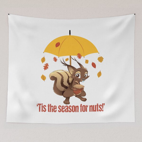Item preview, Autumn "Tis the Season for Nuts!" Squirrel, Umbrella, and Fall Colored Leaves designed and sold by Jecolds.