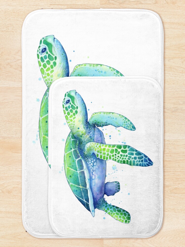 Thumbnail 5 of 6, Bath Mat, Green Sea Turtle designed and sold by SamNagel.