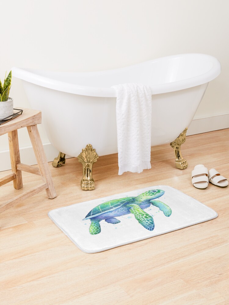 Thumbnail 1 of 6, Bath Mat, Green Sea Turtle designed and sold by SamNagel.