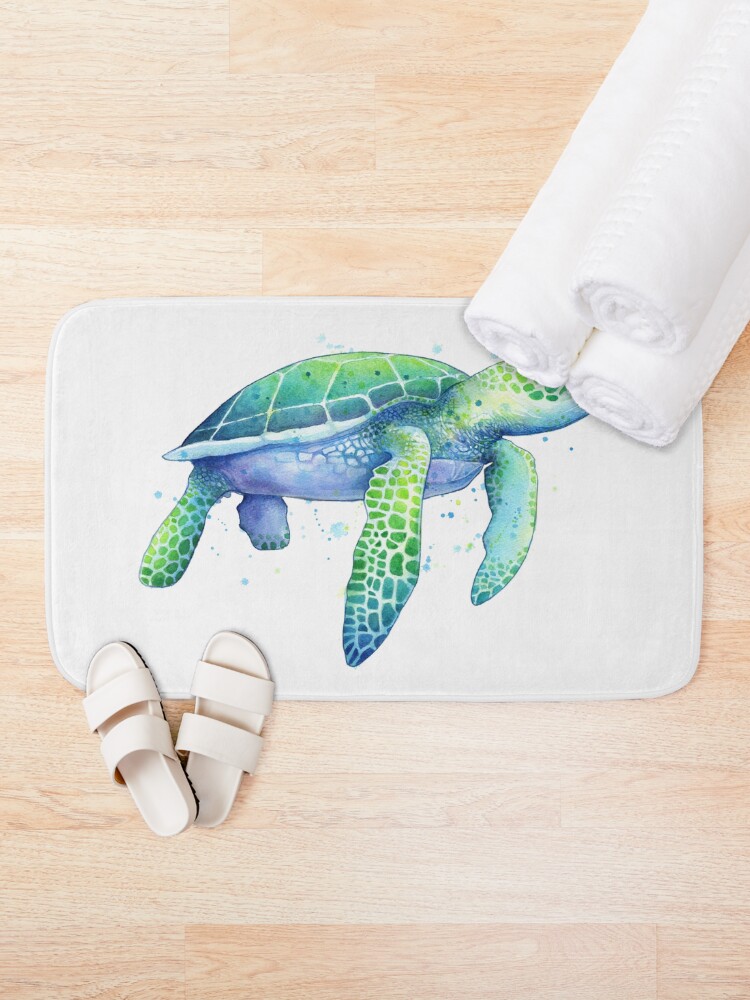 Thumbnail 2 of 6, Bath Mat, Green Sea Turtle designed and sold by SamNagel.