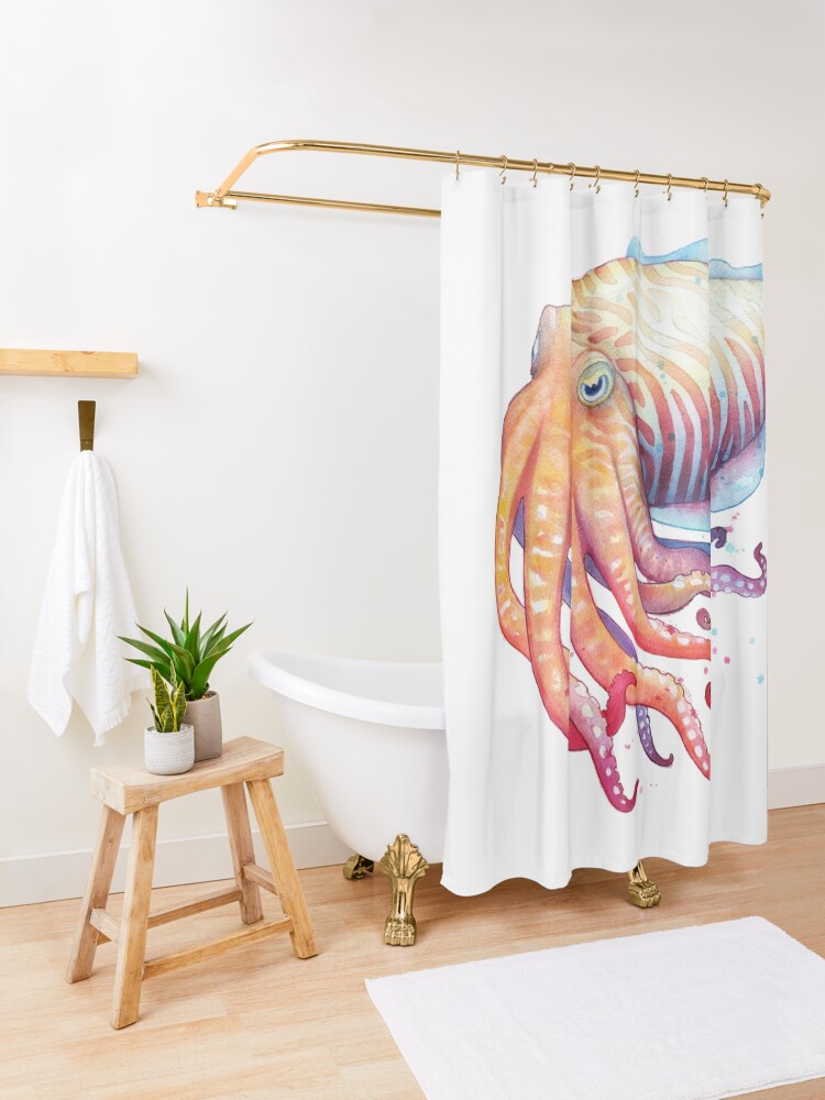 Alternate view of Cuttlefish Shower Curtain