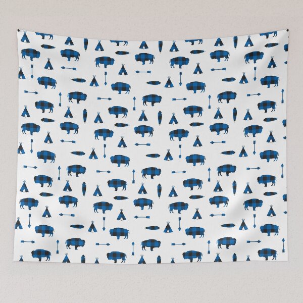 Item preview, Buffalo Tribe // Blue Check designed and sold by TLTextiles.