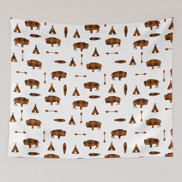 Item preview, Buffalo Tribe // Orange Check designed and sold by TLTextiles.