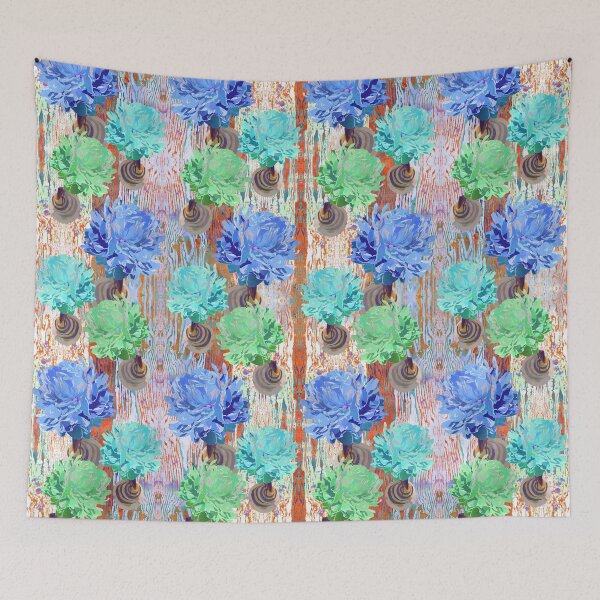 Item preview, Trio of Peonies - Cool Blue & Green designed and sold by AndreaHelmArt.