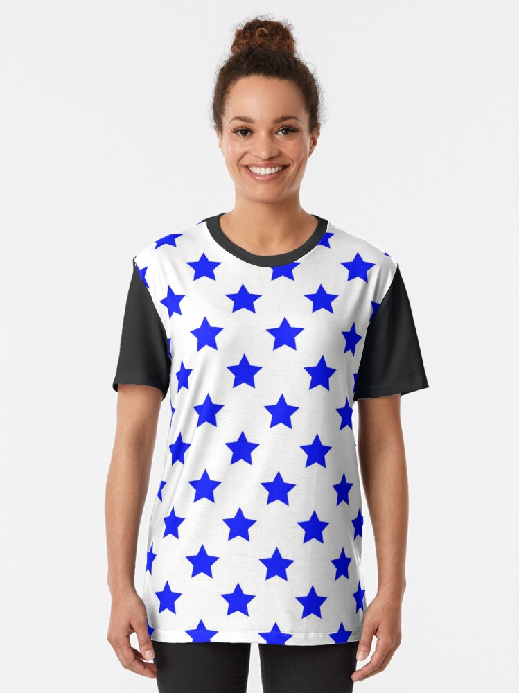 Blue Stars on White Background Graphic T-Shirt for Sale by