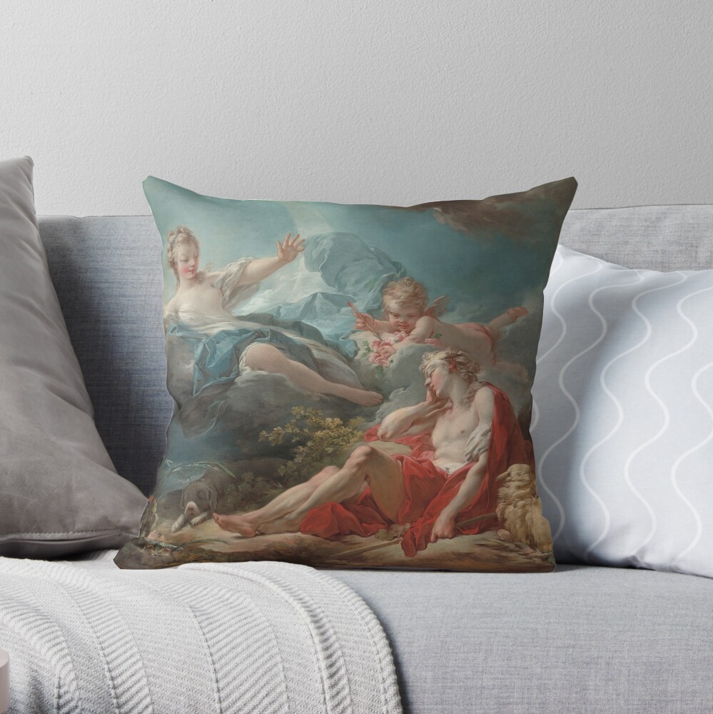 Diana and Endymion Oil Painting by Jean-Honoré Fragonard Throw Pillow
