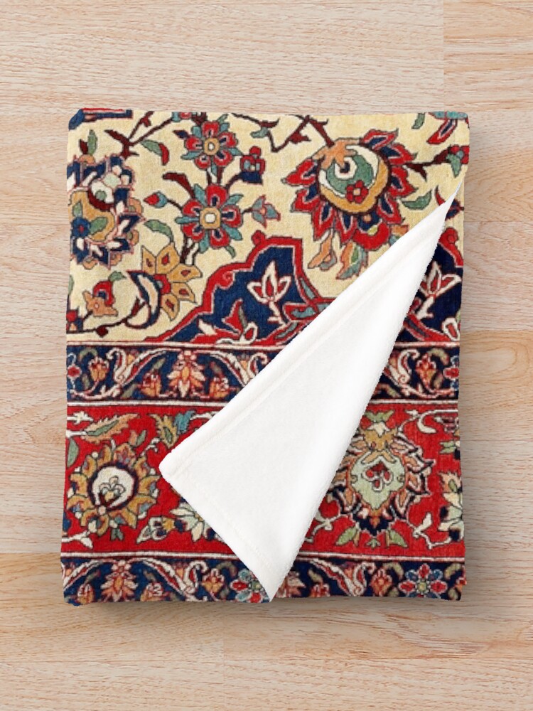 "Esfahan Central Persian Rug Print " Throw Blanket by bragova Redbubble