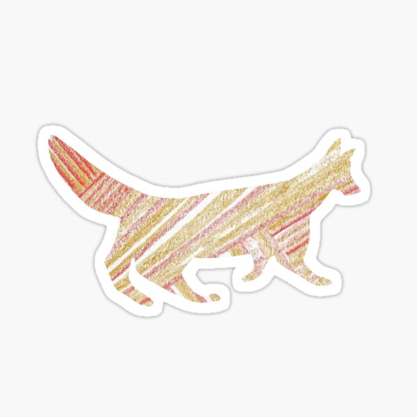 Fox Silhouette Red Yellow Abstract Sticker