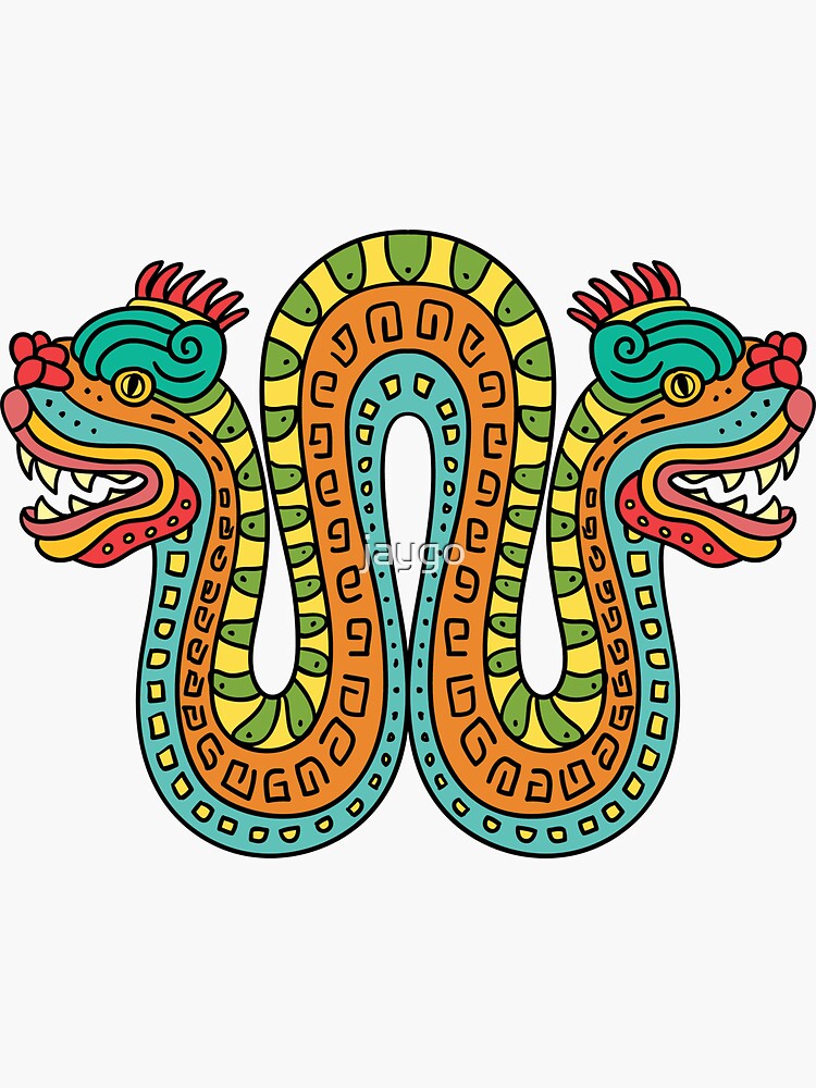Pegatina «Serpiente de cabeza doble serpiente azteca» de jaygo