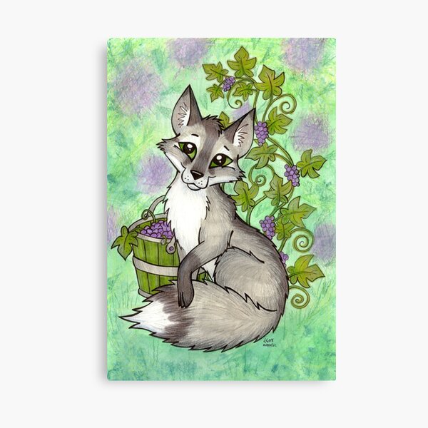 Fox and Grapes - Mixed Media Canvas Print