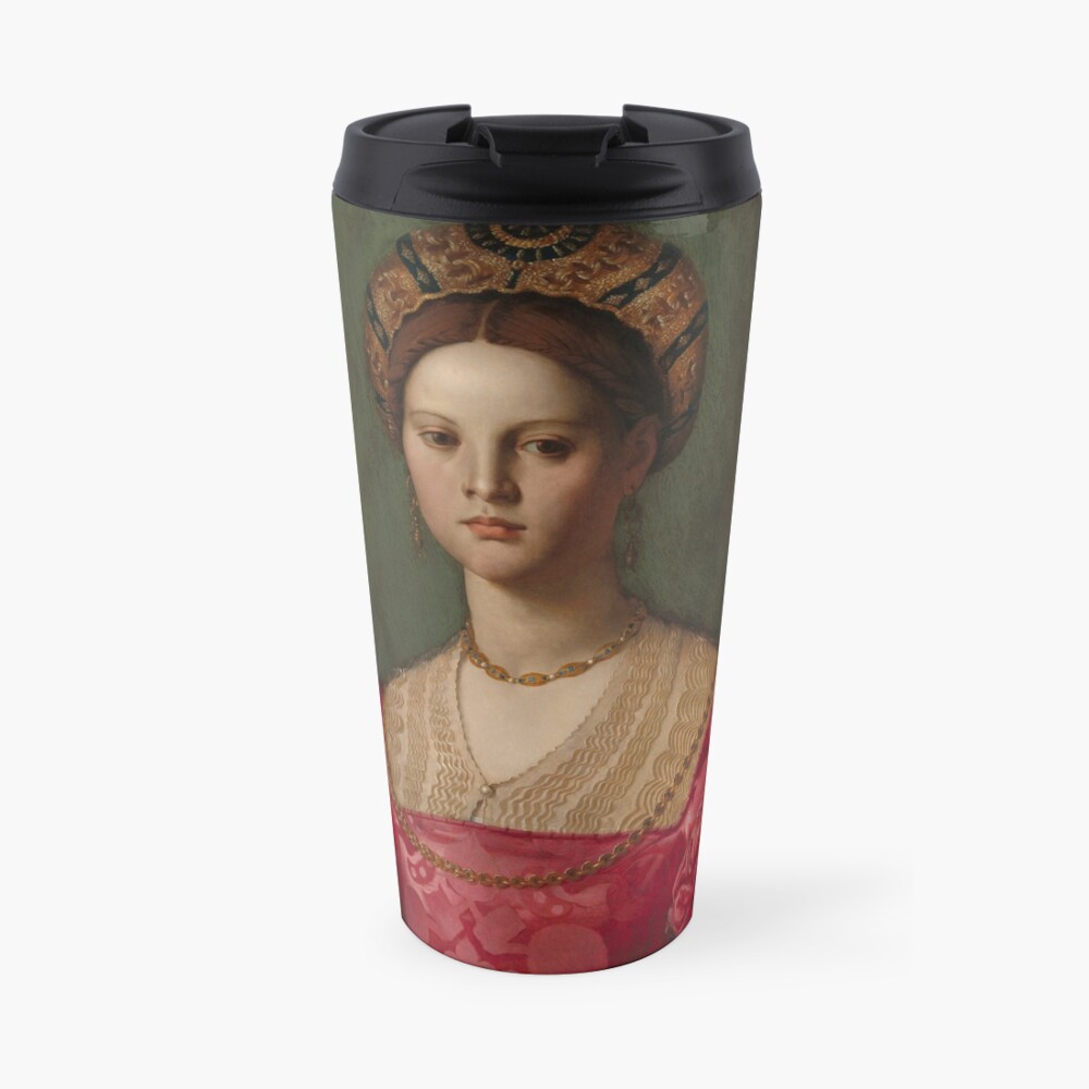 A Young Woman and Her Little Boy Oil Painting by Agnolo Bronzino Travel Mug