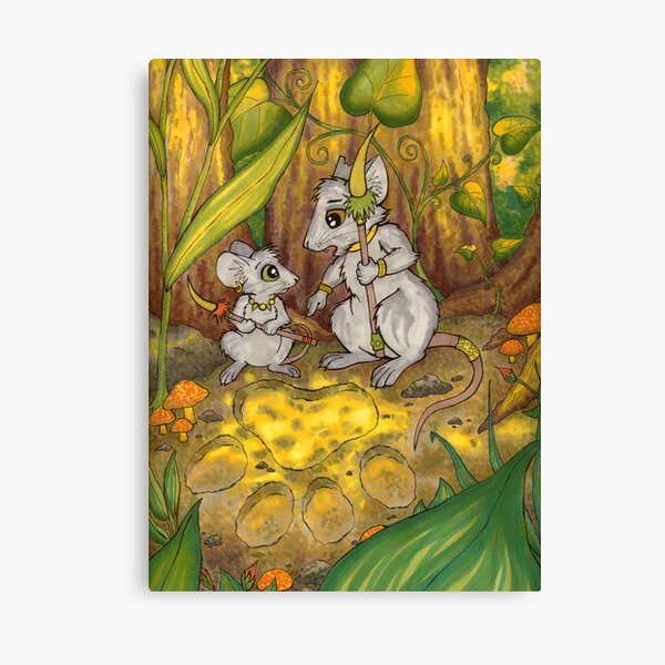 Hunting Lessons - Tribal Mice in the Jungle Canvas Print