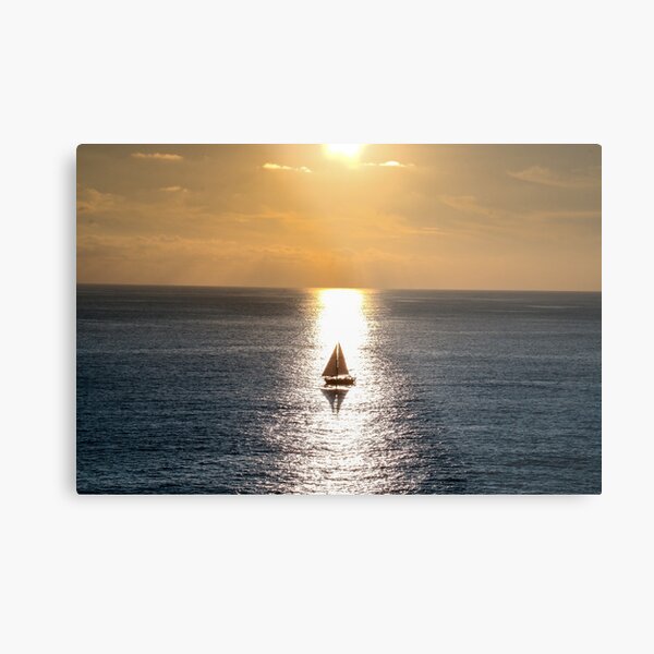 Ocean Sunset Sail Metal Print