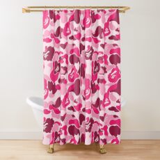 Pink Bape Camo Shower Curtain