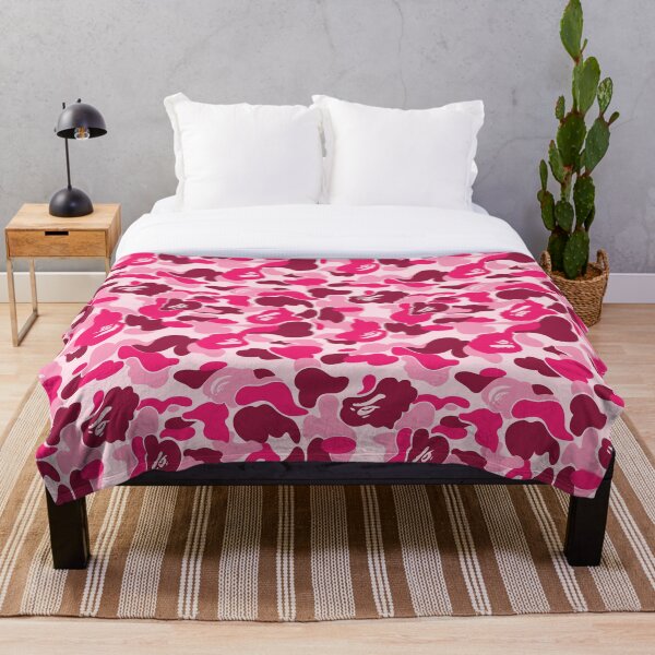 Pink Bape Camo Throw Blanket