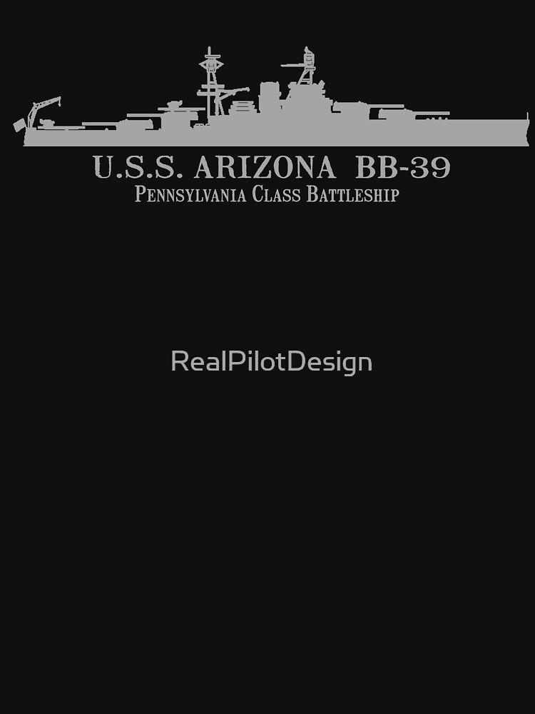 U.S.S. Arizona Bb-39 Battleship Wwii Tech Drawing T-Shirt U.S.S. Arizona Bb-39 Battleship Wwii Tech Drawing T-Shirt